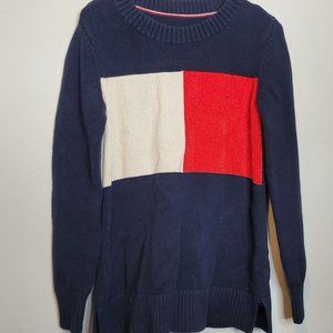 Tommy Hilfiger Flag Logo Sweater Women Size Small 2018 Navy Cotton Blend